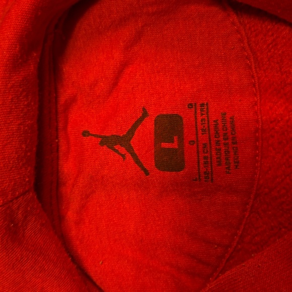 Nike Air Jordan YOUTH Remix Sideways Upside Down Logo Pullover Hoodie Red, Large - Picture 4 of 6